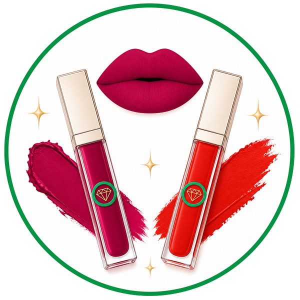 Two richly pigmented matte lipsticks